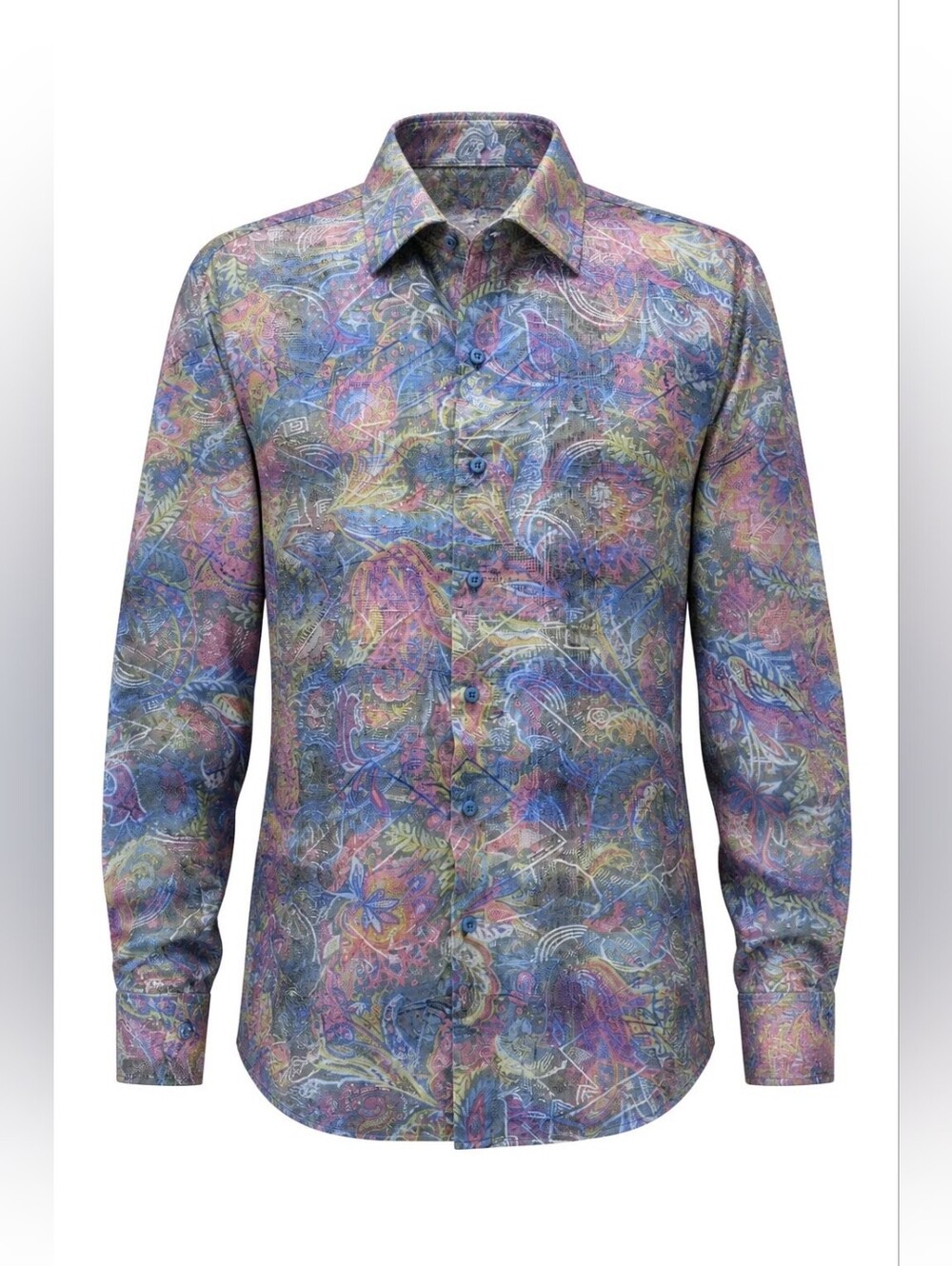 TALLIA Multicolor Paisley-Print Long Sleeve Button-Down Shirt XXL Purple Blue